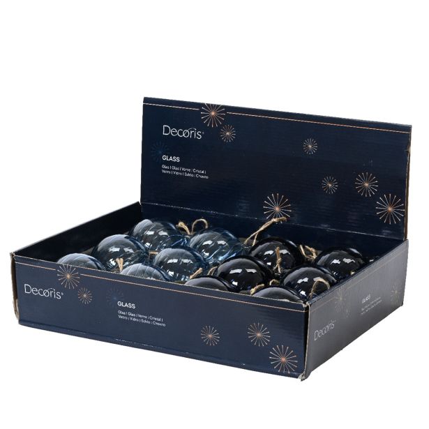 STEKLENA BUNKA DECORIS FI 8 CM, MODRA SORTIRANO