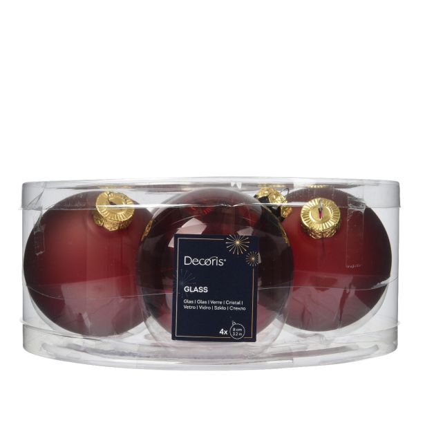 STEKLENA BUNKA DECORIS FI 8 CM, RDEČA OXBL ,4/1 SIJOČA/MAT