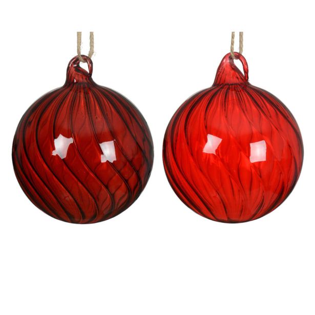 STEKLENA BUNKA DECORIS FI 8 CM, RDEČA SORTIRANO