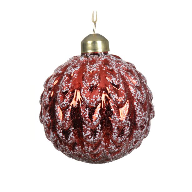 STEKLENA BUNKA DECORIS FI 8 CM TEM.ZELENA/RDEČA VZOREC, SORTIRANO