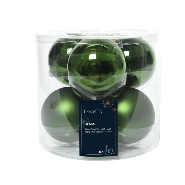 STEKLENA BUNKA DECORIS FI 8 CM TEMNO ZELENA 6/1
