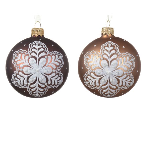 STEKLENA BUNKA DECORIS MOTIV SNEŽINKE FI 8 CM SORTIRANO