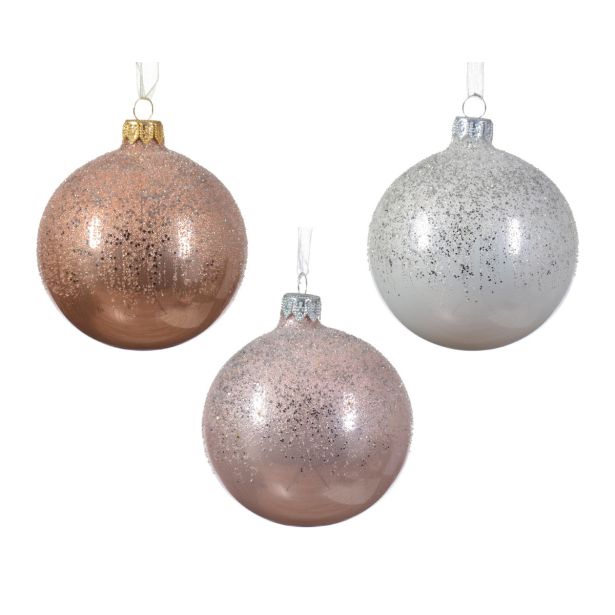 STEKLENA BUNKA DECORIS ORKROGLA ROZA, BELA FI 8 CM SORTIRANO