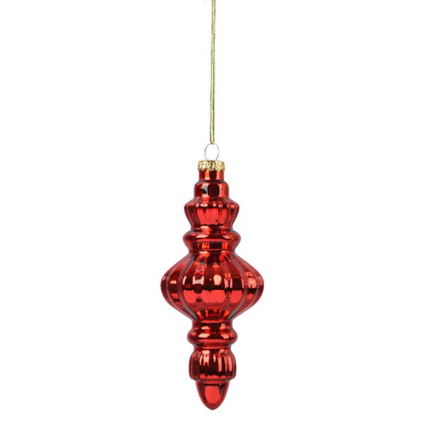 STEKLENA BUNKA DECORIS ORNAMENT, ZLAT, RDEČ, 15 CM,VZOREC, SORTIRANO