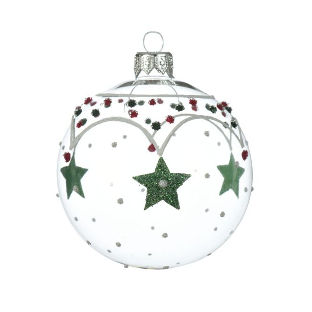 STEKLENA BUNKA DECORIS PROZORNA Z DEKORJEM FI 8 CM