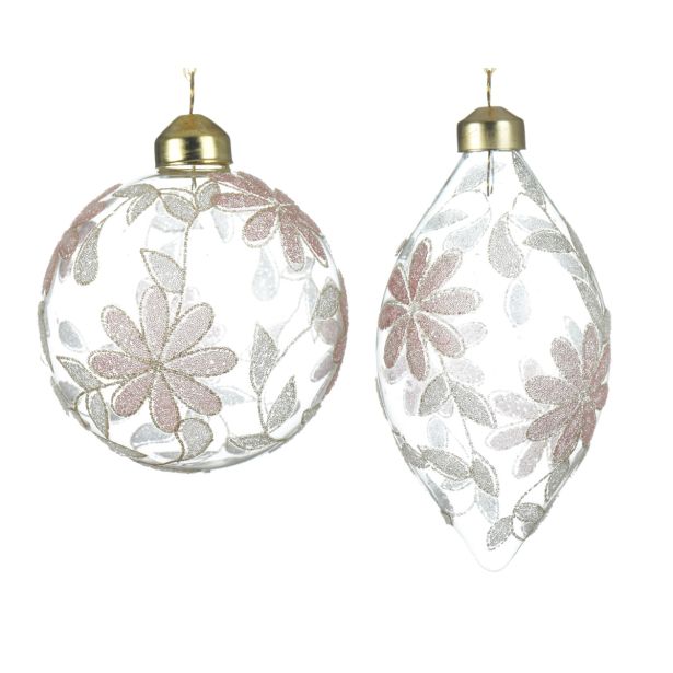 STEKLENA BUNKA DECORIS PROZORNA Z ROŽAMI FI 8 CM SORT