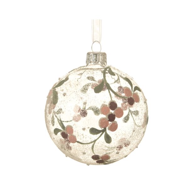 STEKLENA BUNKA DECORIS PROZORNA Z ROŽAMI FI 8 CM SORT