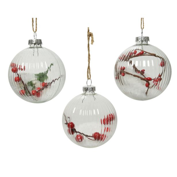 STEKLENA BUNKA DECORIS PROZORNA Z VEJICO FI 8 CM SORT