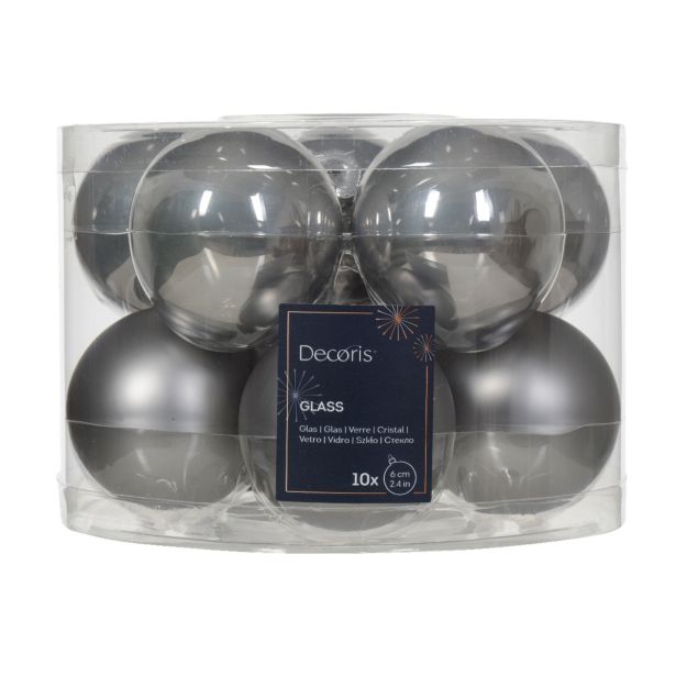 STEKLENA BUNKA DECORIS SIVA FI 6 CM 10/1 MAT SORTIRANO