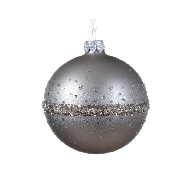 STEKLENA BUNKA DECORIS SIVA Z VZORCEM FI 8 CM