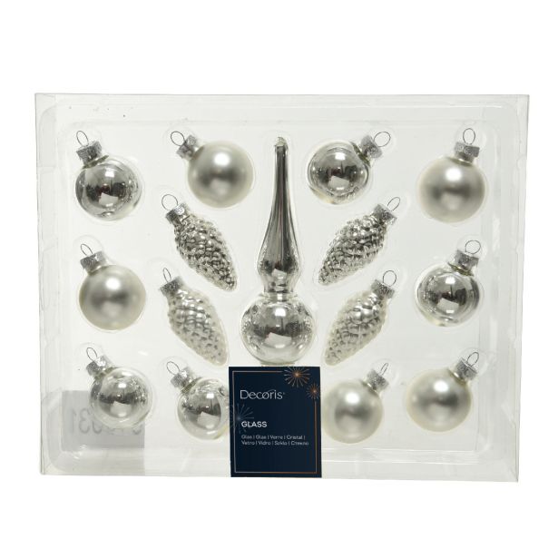 STEKLENA BUNKA DECORIS SREBRNA MIX SIJOČA/MAT 15/1 SORTIRANO