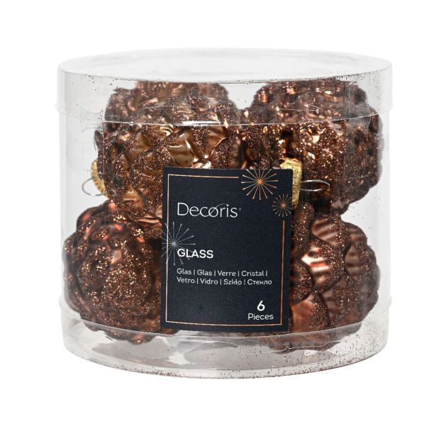 STEKLENA BUNKA DECORIS STORŽ, RJAV, FI 5 CM 6/1