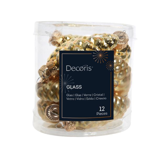 STEKLENA BUNKA DECORIS STORŽ, ZLAT, FI 2.5 CM 12/1