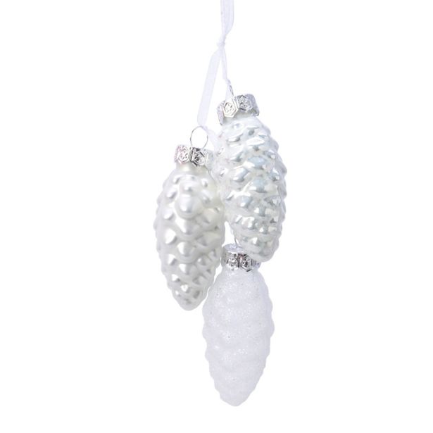 STEKLENA BUNKA DECORIS STORŽI NA VRVICI, BEL, RDEČ. FI 2.5 CM, SORT.