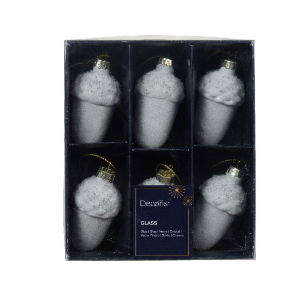 STEKLENA BUNKA DECORIS ŽELOD, BEL 4X6.5 CM 6/1