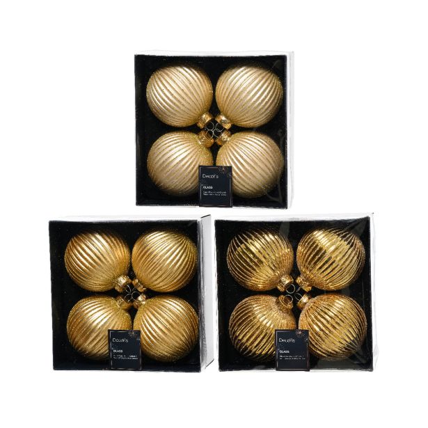 STEKLENA BUNKA DECORIS ZLATA MIX 8 CM 4/1 SORTIRANO