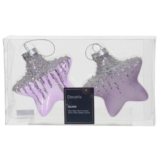 STEKLENA BUNKA DECORIS ZVEZDA ROZA/SREBRNA 2/1 FI 10 CM SORTIRANO