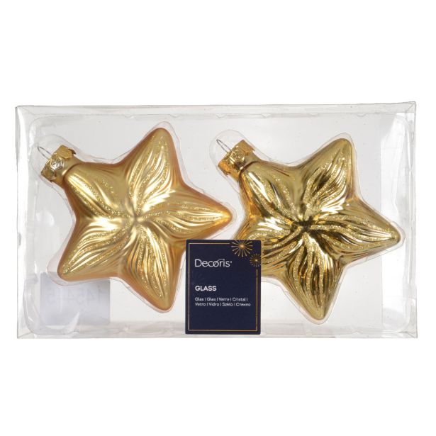 STEKLENA BUNKA DECORIS ZVEZDA, ZLATA 9.8X4X10 CM 2/1