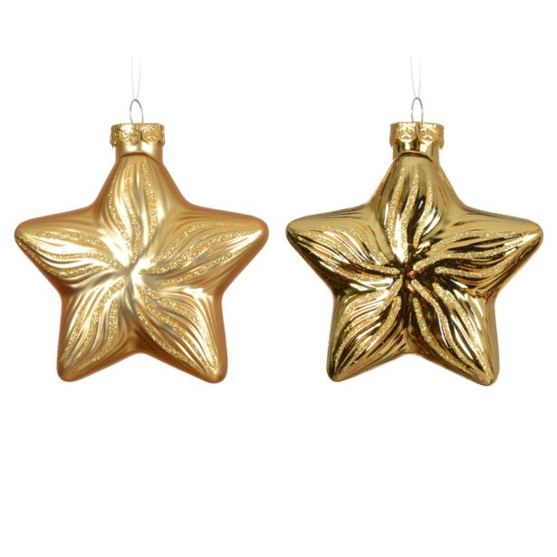 STEKLENA BUNKA DECORIS ZVEZDA, ZLATA 9.8X4X10 CM 2/1
