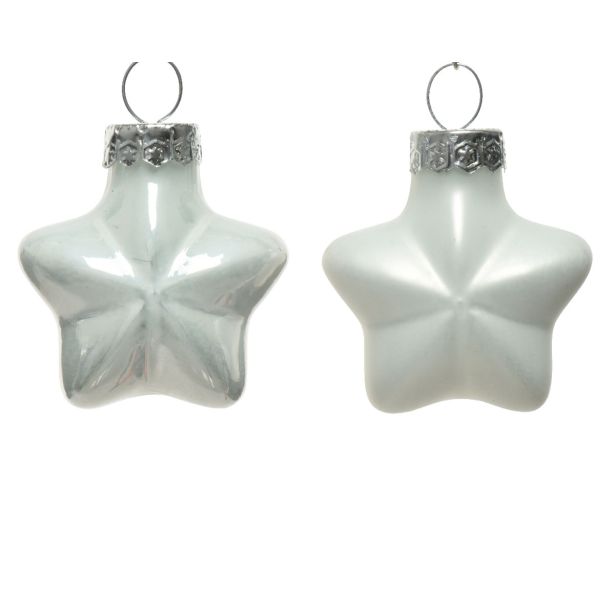 STEKLENA BUNKA DECORIS ZVEZDICA, BELA, 4.5 CM 12/1