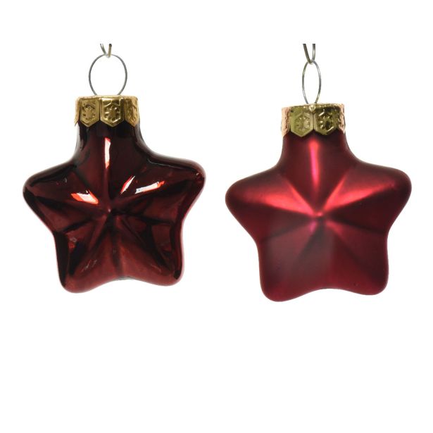 STEKLENA BUNKA DECORIS ZVEZDICA, TEMNO RDEČA 4.5 CM, 12/1