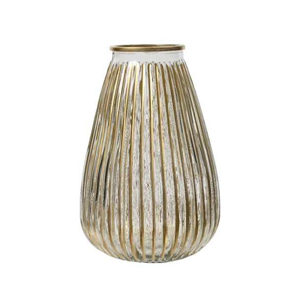 STEKLENA VAZA DECORIS PROZORNO ZLATA FI 19 CM. 29 CM