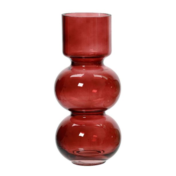 STEKLENA VAZA DECORIS RDEČA/ZELENA/BELA SORT. FI 12 CM. 26.5 CM. SORT