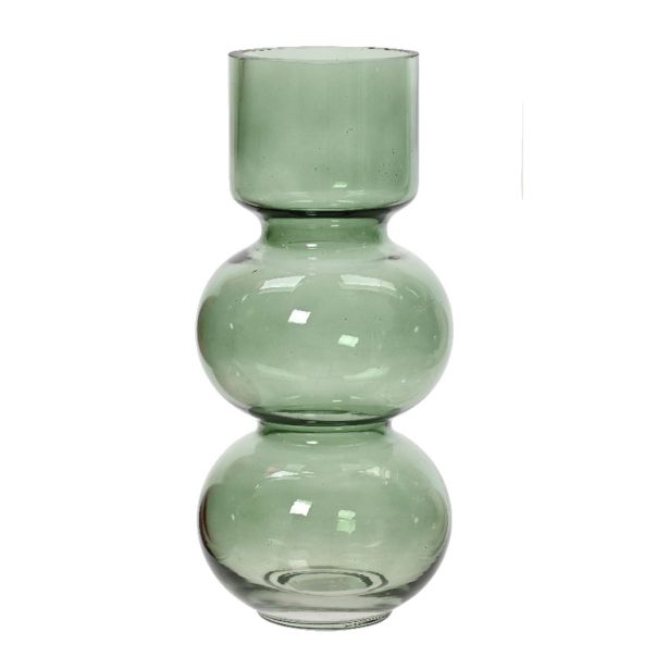 STEKLENA VAZA DECORIS RDEČA/ZELENA/BELA SORT. FI 12 CM. 26.5 CM. SORT