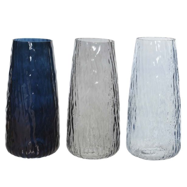 VAZA DECORIS STEKLENA, MODRA/SIVA V 21.50 CM/FI 10 CM, SORT
