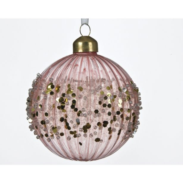 STEKLENE BUNKE ROZA BARVE, RAZLIČNE OBLIKE