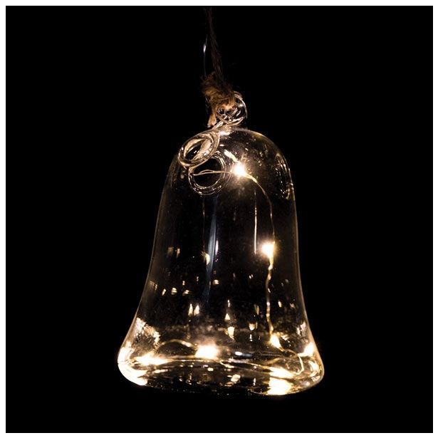 LUČKE MQ STEKLENI ZVONEC 8X12 CM VISEČI 8 LED MINI T.BELE