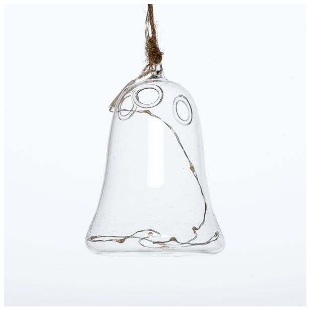 LUČKE MQ STEKLENI ZVONEC 8X12 CM VISEČI 8 LED MINI T.BELE