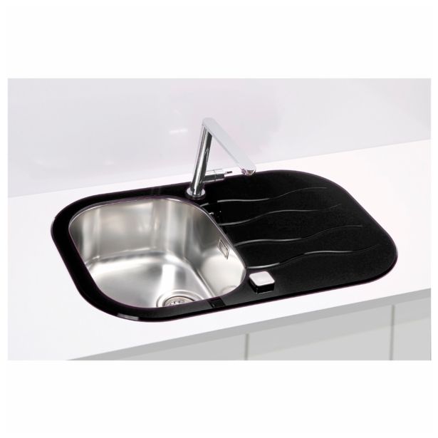 STEKLENO POMIVALNO KORITO ALVEUS WAVE 20, ČRNA 760X500 MM