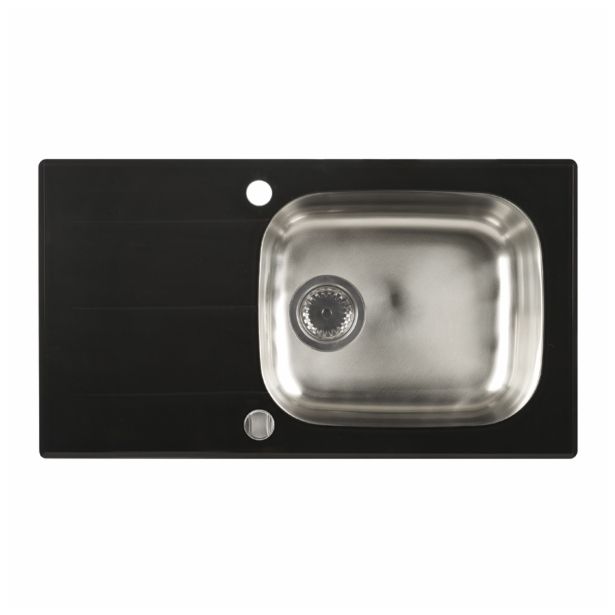 STEKLENO POMIVALNO KORITO MINES-IB S LINE, MIB-25002, ČRNA 780X435 MM