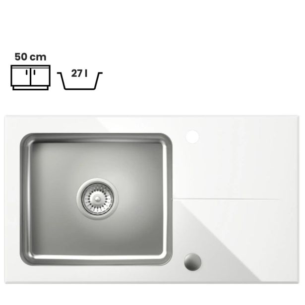 STEKLENO POMIVALNO KORITO QUADRON HUGH 111 BEL