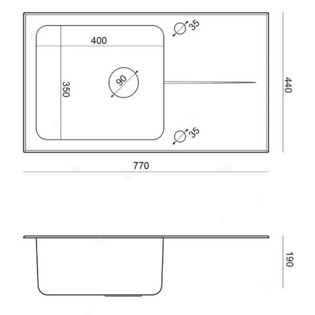 STEKLENO POMIVALNO KORITO QUADRON HUGH 111 ČRN