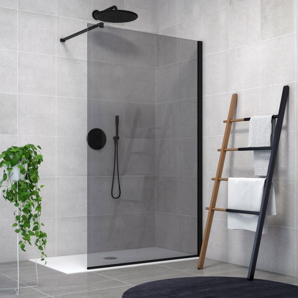 STENA SAMOSTOJEČA AQUAESTIL ZENITH WALL 110 SIVO STEKLO ČRNI PROF.