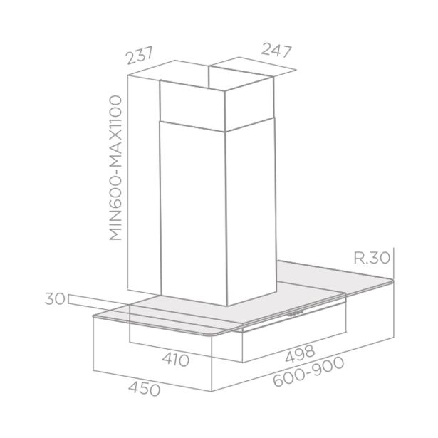 STENSKA KUHINJSKA NAPA TURBOAIR LUCREZIA IX/BL/A/90