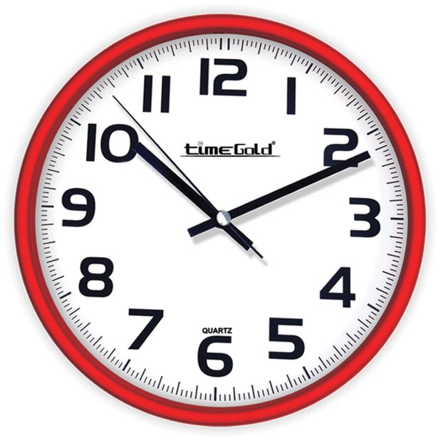 STENSKA URA TIMEGOLD TIMEGOLD 28CM RDEČA