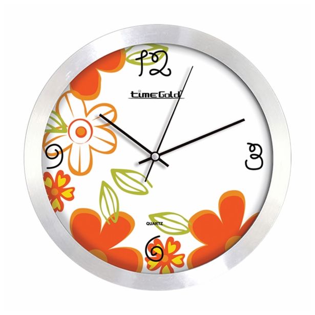 STENSKA URA TIMEGOLD TIMEGOLD TG131-S5 ALU OKVIR ORANŽEN DEKOR 30CM