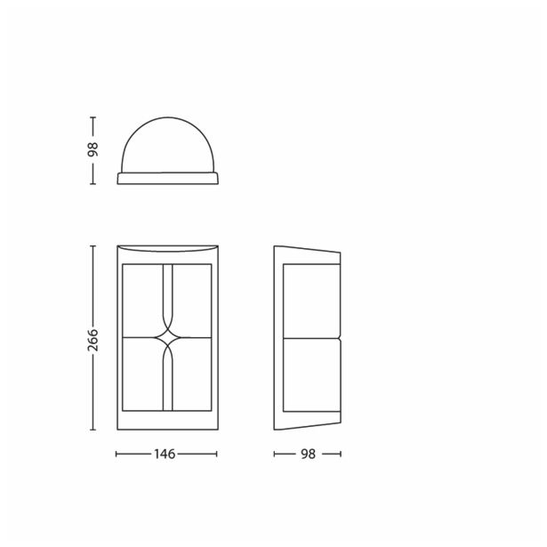 STENSKA VRTNA SVETILKA PHILIPS 17249/42/16 NECTAR 1X20W E27 ČRNA