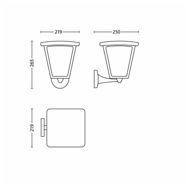 STENSKA VRTNA SVETILKA PHILIPS COTTAGE 1X4.5W LED 15480/30/16 ČRNA