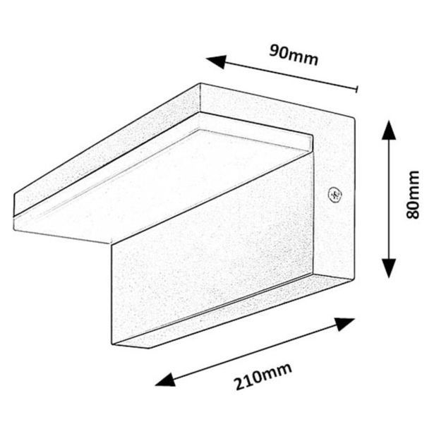 STENSKA VRTNA SVETILKA RABALUX ZARAGOZA 10W L21CM ČRNA