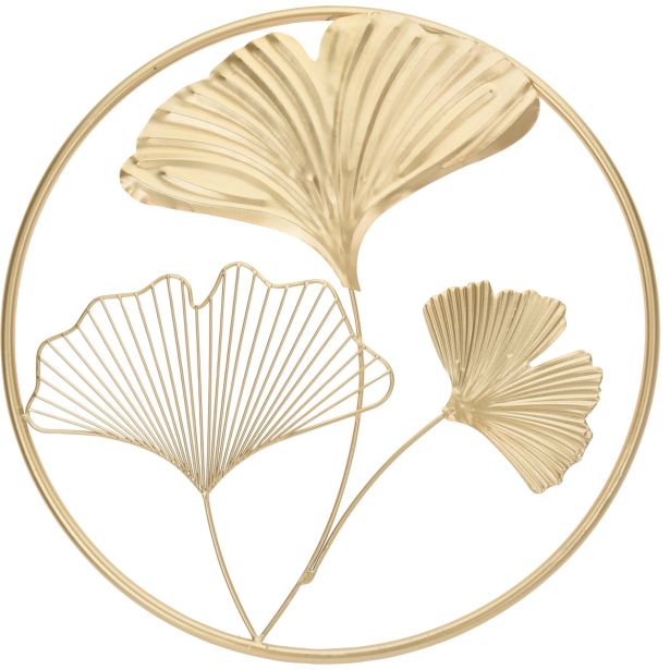 STENSKA DEKORACIJA EH 43 CM OKROGLA, GINKO, ZLATA, SORT