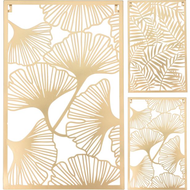 STENSKA DEKORACIJA EH 55CM PRAVKOKOTNA, GINKO, ZLATA,SORT