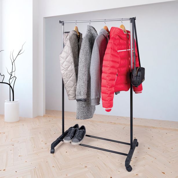 STOJALO LA BRIANTINA ZA OBEŠANJE OBLAČIL S KOLESI 78X43X93-168CM