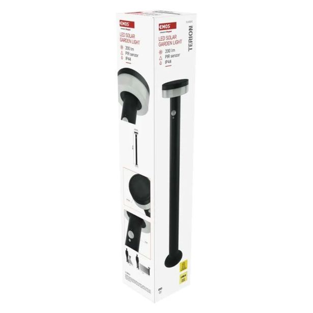 STOJEČA VRTNA SVETILKA EMOS TERION S PIR SENZORJEM 12.5 X 12.5 X 80 CM