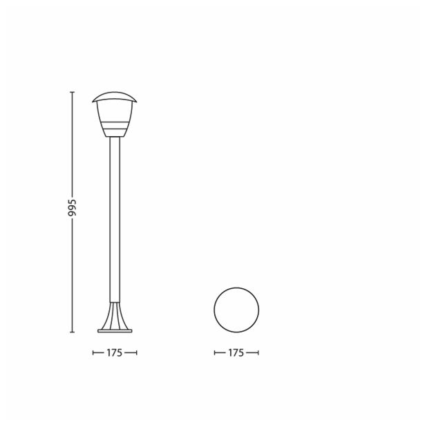 STOJEČA VRTNA SVETILKA PHILIPS 15383/30/16 CREEK 1X60W E27 ČRNA