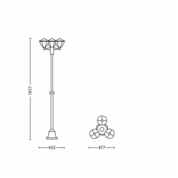 STOJEČA VRTNA SVETILKA PHILIPS ROBIN 3X4.5W LED 15475/30/16 ČRNA