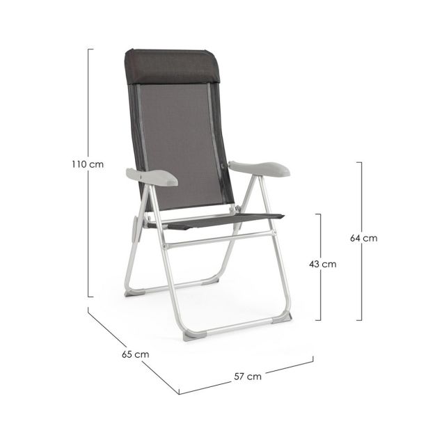 STOL ZA KAMPIRANJE YES EVERYDAY CAYO CHARCOAL DECKCHAIR HIGH BACK